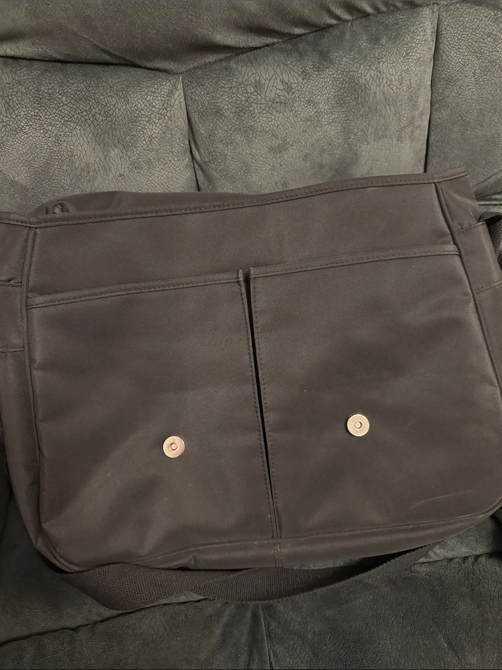 Men's Black Canvas Messenger Bag with Buckle Closure